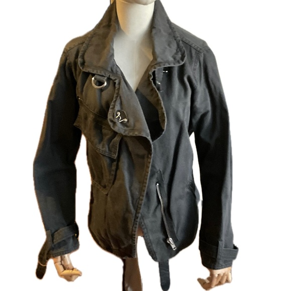 Isabel Marant Black Cotton with Black Leather Trim Biker Jacket size 1 pristine - Picture 6 of 15